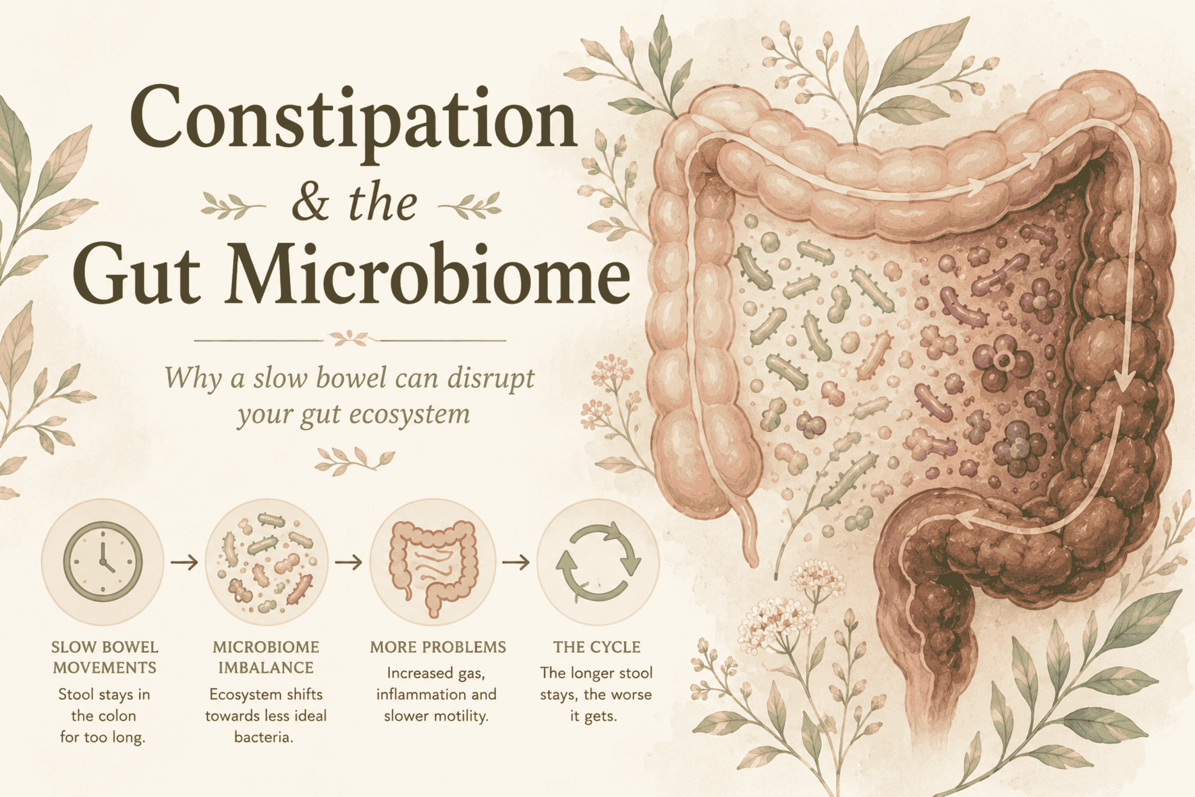 A beautiful picture highlighting a colon as it transitions from healthy to unhealthy due to constipation